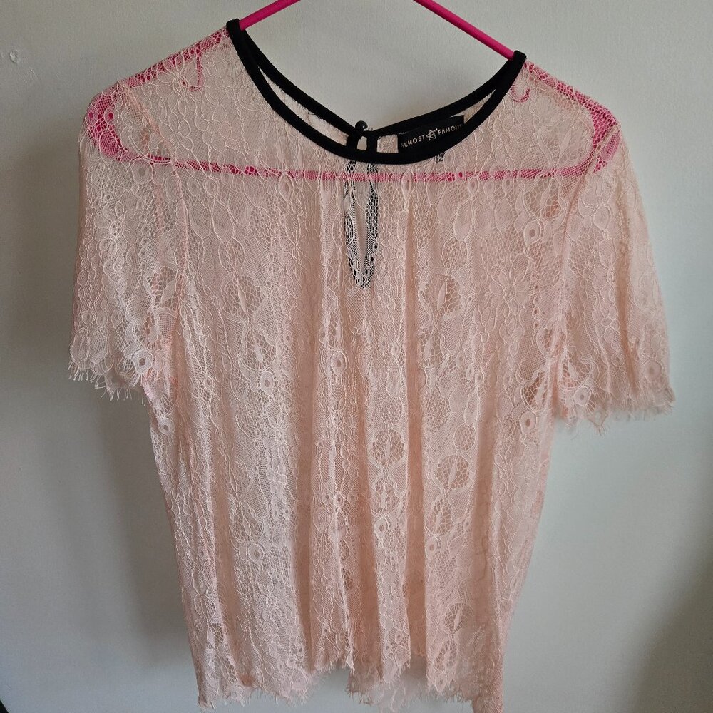 Pink lace shirt - Almost Famous, Size XL